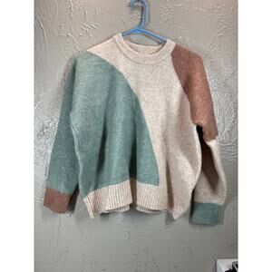 Madewell Cedarbrook Pullover Sweater in Colorblock Womens Size Medium‎